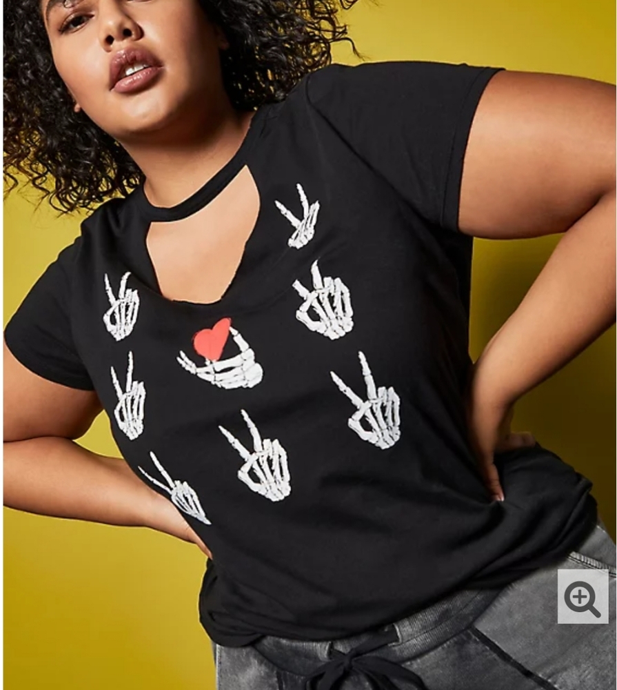 LOVESICK BLACK PEACE SKELETON CHOKER TEE
